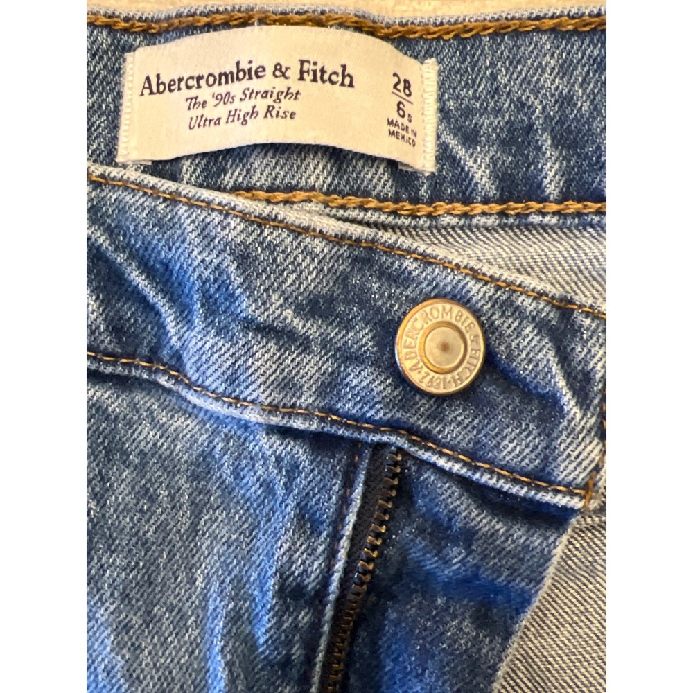 Abercrombie‎ & Fitch 90s Straight Ultra High Rise Jeans Size 28 6S Medium Wash